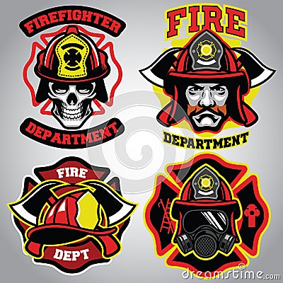 Firefighter badge set Vector Illustration