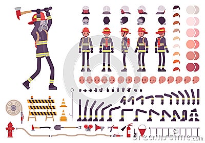 Firefighter character creation set Vector Illustration