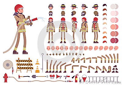 Firefighter character creation set Vector Illustration