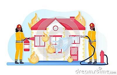 Firefighter Characters concept Vector Illustration