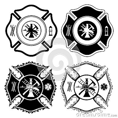 Firefighter Cross Symbols Vector Illustration
