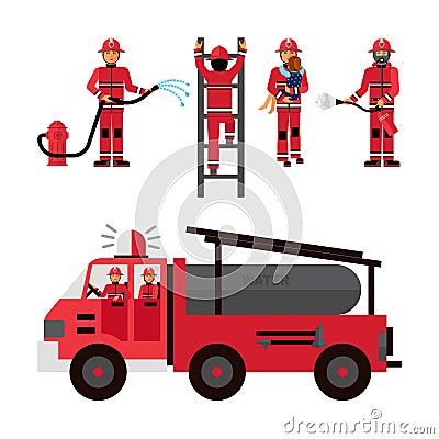 Firefighter Decorative Icons Set Vector Illustration