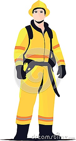 Firefighter on duty in uniform- Vector Illustration