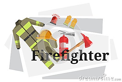 Firefighter emergency service for putting out fire Vector Illustration