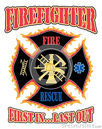 Firefighter First In Design Vector Illustration