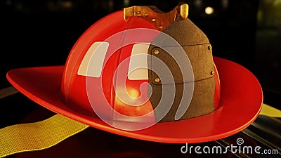 Firefighter helmet on Firemans Jacket Cartoon Illustration