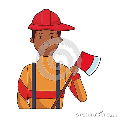 Firefighter hero upperbody cartoon Vector Illustration