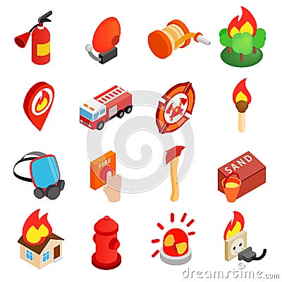 Firefighter isometric 3d icon Vector Illustration