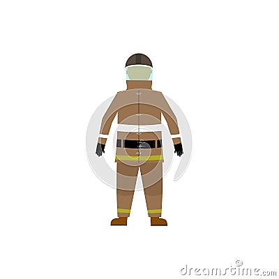 Firefighter officer in protecting equipment ,rescue worker in flat design vector illustration Vector Illustration