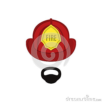 Firefighter in professional outfit. Vector Illustration