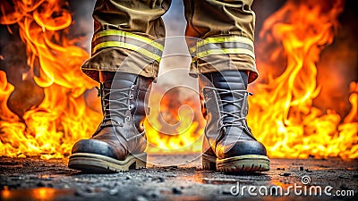 The Firefighter's Gaze: A View From the Front Lines Generative AI Stock Photo