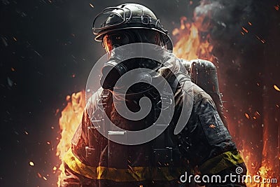 Firefighter searching for possible survives Stock Photo