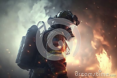 Firefighter searching for possible survives Stock Photo