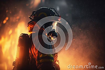 Firefighter searching for possible survives Stock Photo