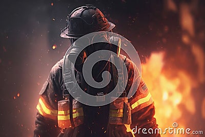 Firefighter searching for possible survives Stock Photo