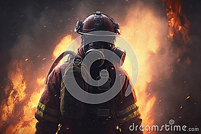 Firefighter searching for possible survives Stock Photo