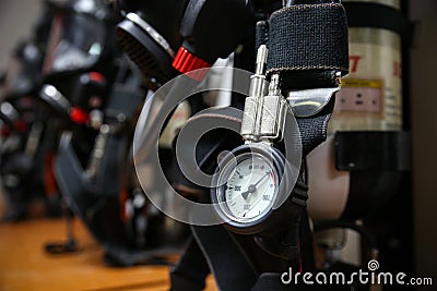 Firefighter suit and equipment ready for operation Stock Photo