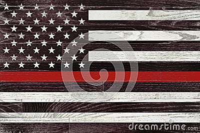 Firefighter Support Flag Painted on Wooden Boards Stock Photo