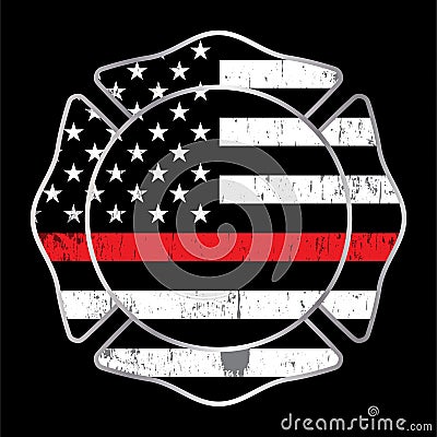 Firefighter Thin Red Line Badge Emblem Illustration Vector Illustration