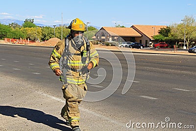 Firefighter Training in Protective Suit Editorial Stock Photo