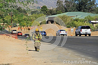 Firefighter Training in Protective Suit Editorial Stock Photo