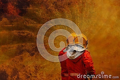 Firefighter are using water fire fighting operation Editorial Stock Photo