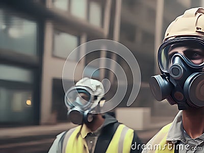 Firefighter wearing oxygen mask, AI generative Stock Photo