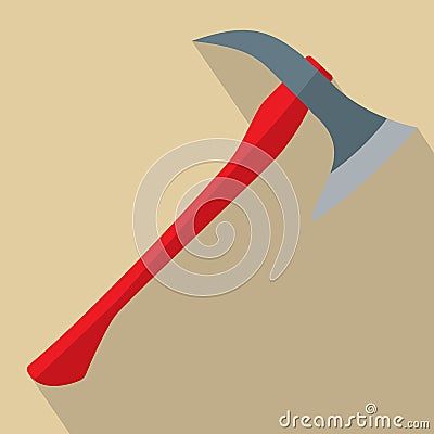 Firefighters Axe with red handle Vector Illustration