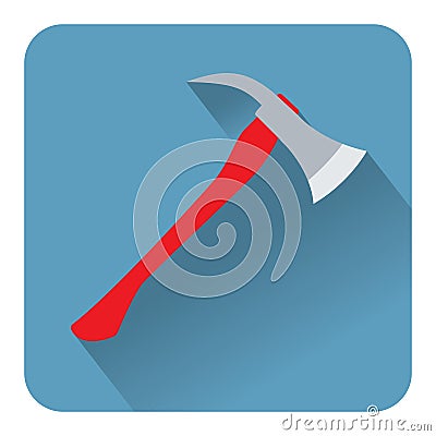 Firefighters Axe with red handle Vector Illustration