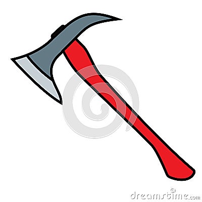 Firefighters Axe with red handle Vector Illustration