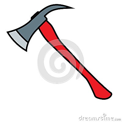 Firefighters Axe with red handle Vector Illustration