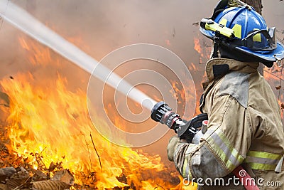 Firefighters battle a wildfire Stock Photo