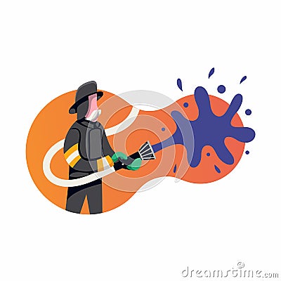 Firefighters battle a wildfire. Vector illustration, icon on white background. Vector Illustration