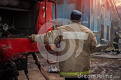 Firefighters extinguish the fire Editorial Stock Photo