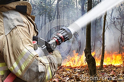 Firefighters helped battle a wildfire Stock Photo