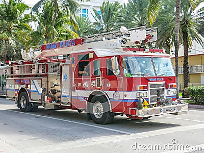 Firefighters in Miami Editorial Stock Photo