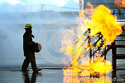 Firefighters training Stock Photo