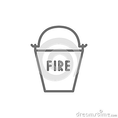 Firefighting bucket, fire equipment line icon. Vector Illustration