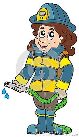 Firefighting girl Vector Illustration