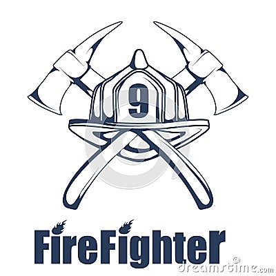 Firefighting logo. The fireman`s head in a mask. Vector Illustration