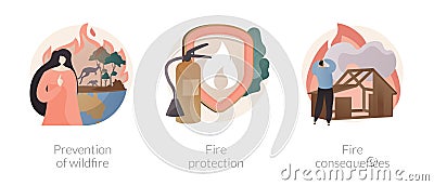 Firefighting service abstract concept vector illustrations. Vector Illustration