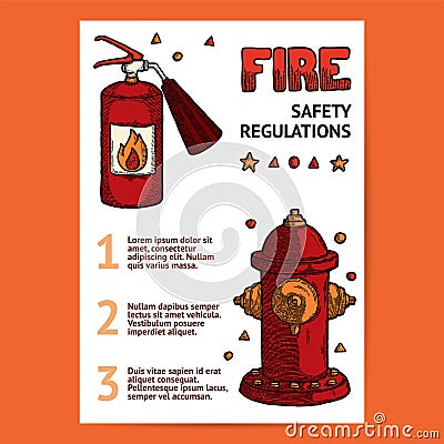 Firefighting Vintage Elements Extinguisher and Fire Hydrant, fireman tools vector. Rescue equipment isolated. Ready to Vector Illustration