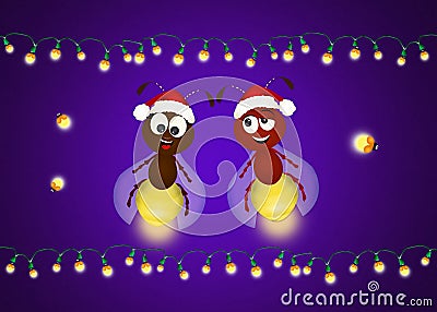 Fireflies celebrate Christmas Stock Photo