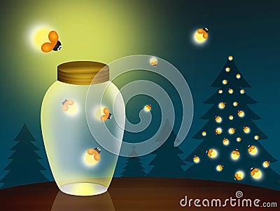 Fireflies at Christmas Stock Photo