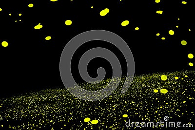 Firefly, lightning bugs on black background Stock Photo