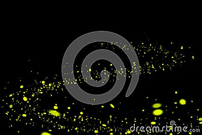 Firefly, lightning bugs on black background Stock Photo