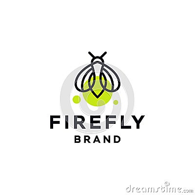 Firefly logo icon design vector line with light lamp on the tail, illustration element design Vector Illustration