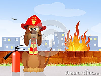 Firehouse Dog Cartoon Illustration