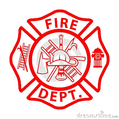 Fireman emblem sign on white background. fire department symbol. firefighterâ€™s maltese cross. flat style Vector Illustration