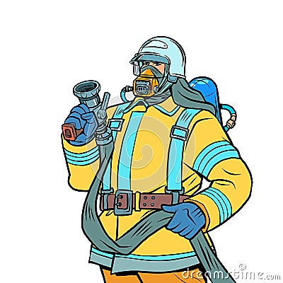 Fireman, firefighter male professional Vector Illustration